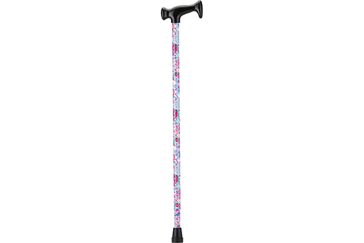 T-Handle Cane - Purple and Pink Flowers