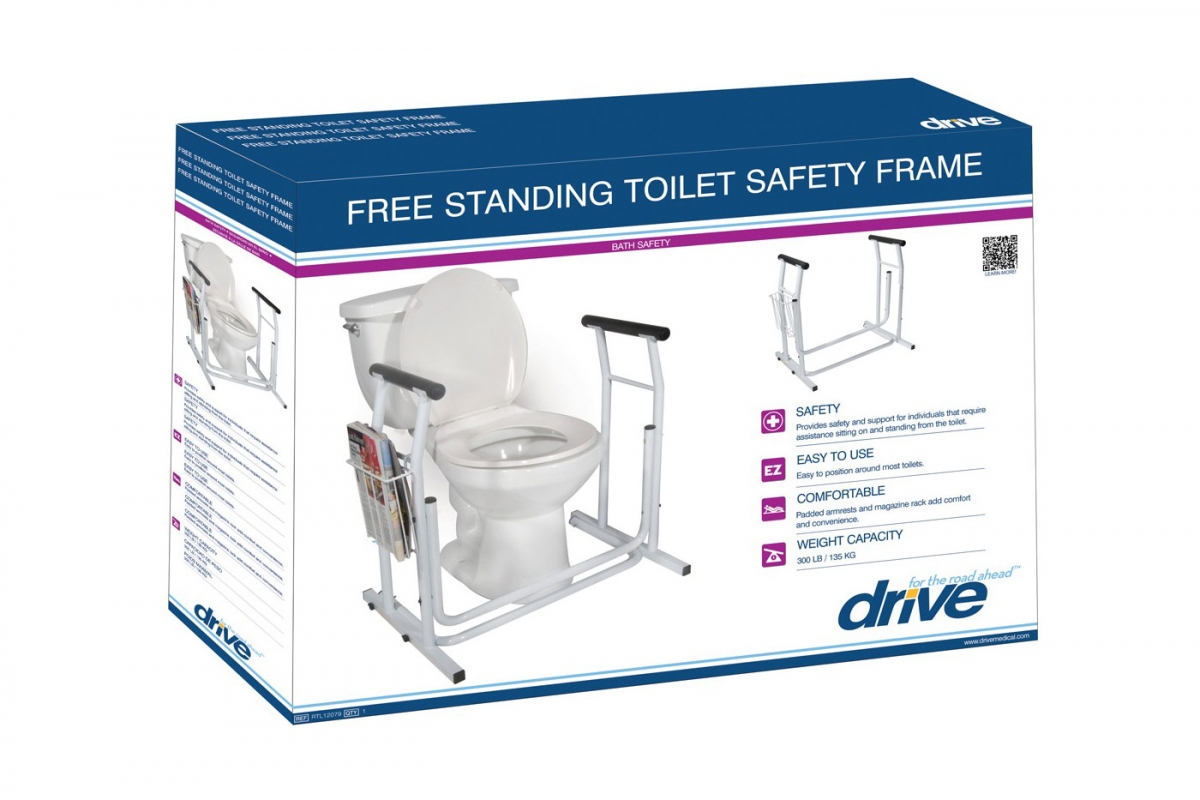 Free-Standing Toilet Safety Rail, Retail Packaging