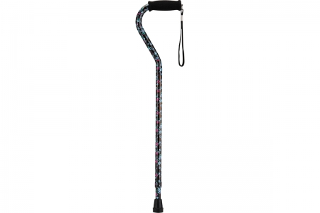 Cane Offset - Black with Flowers